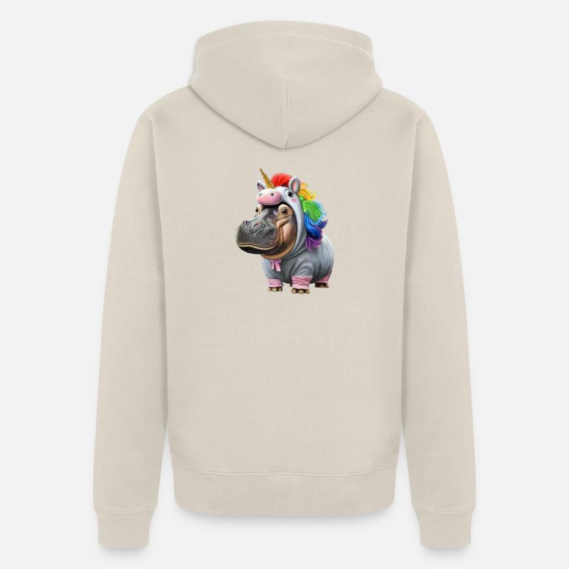 Licorne hippopotame - Veste à capuche bio Premium Unisexe - beige
