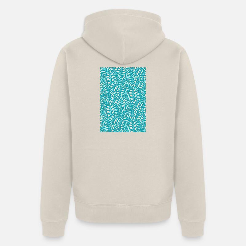 Design de feuille de palmier bleu - Veste à capuche bio Premium Unisexe - beige