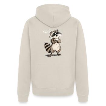 Lustiger Waschbär Cartoon I Frecher Tier Humor - Unisex Premium Bio Zip Hoodie - Beige - Hinten - Thijin (182cm)