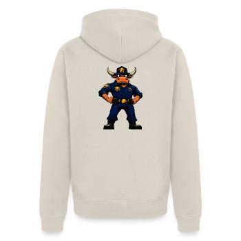 Stiere Polizei / Cop Stier - Unisex Premium Bio Zip Hoodie - Beige - Hinten - Thijin (182cm)