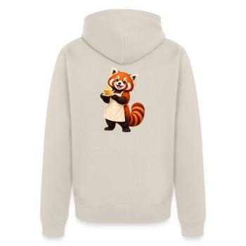 Red Panda Baker mit Cupcake - Unisex Premium Bio Zip Hoodie - Beige - Hinten - Thijin (182cm)
