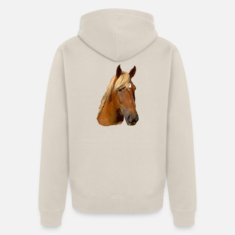 Pferd frontal - Unisex Premium Bio Zip Hoodie - Beige