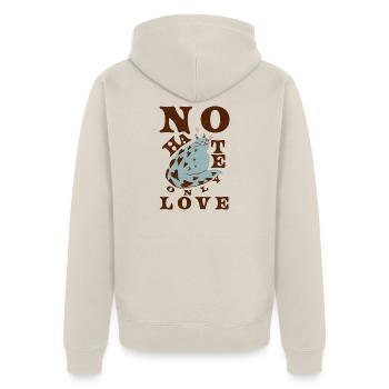 KEIN HASS, NUR LIEBE - Unisex Premium Bio Zip Hoodie - Beige - Hinten - Thijin (182cm)