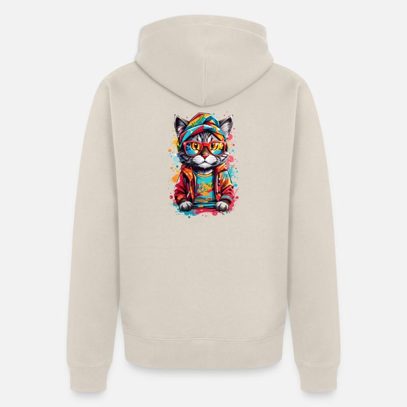 Chat cool - Veste à capuche bio Premium Unisexe - beige