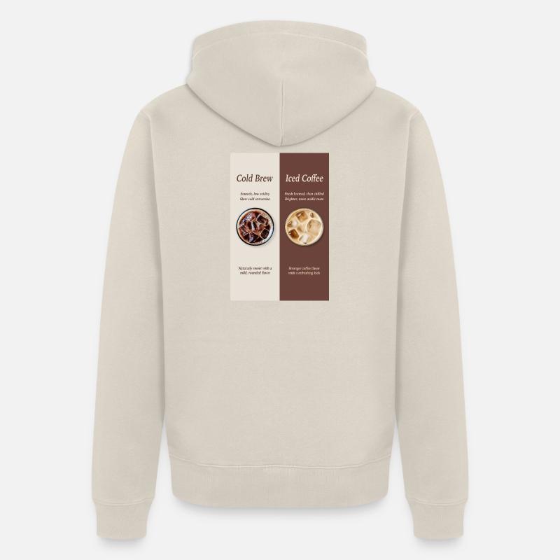 Cold Brew vs Iced Coffee Poster - Unisex Premium Bio Zip Hoodie - Beige