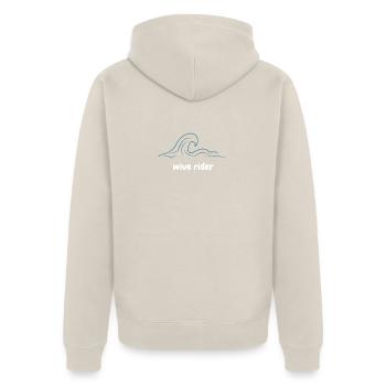 Wave rider - Unisex Premium Bio Zip Hoodie - Beige - Hinten - Thijin (182cm)