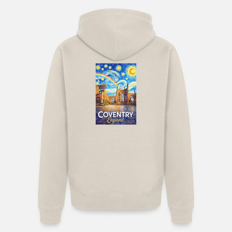 Coventry, Angleterre, Skyline Starfall - Veste à capuche bio Premium Unisexe - beige