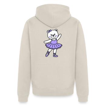 Bear ballet - Unisex Premium Organic Zip Hoodie - beige - Back - Thijin (182cm)