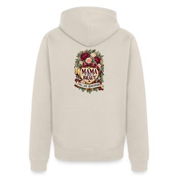 Mama der Braut – Stolz Liebe Freudentränen - Unisex Premium Bio Zip Hoodie - Beige - Hinten - Thijin (182cm)