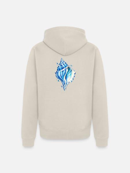 Blaue Muschel Wasserfarbenbild - Unisex Premium Bio Zip Hoodie - Beige