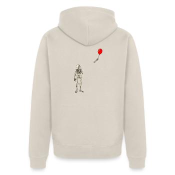 Ballonverlust - Unisex Premium Bio Zip Hoodie - Beige - Hinten - Thijin (182cm)