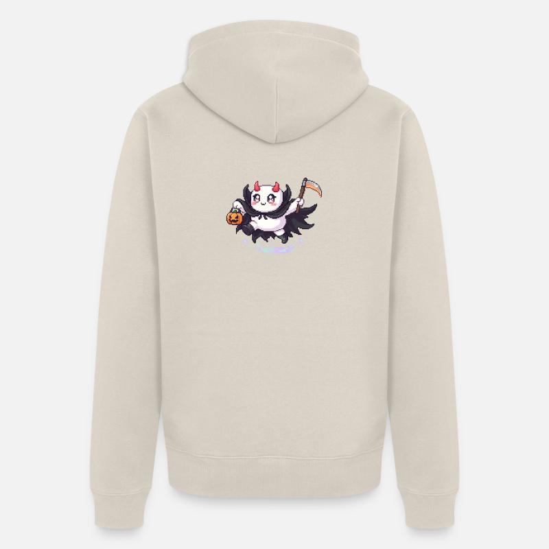 Pixel Halloween Demon avec Jack-o-lantern - Veste à capuche bio Premium Unisexe - beige
