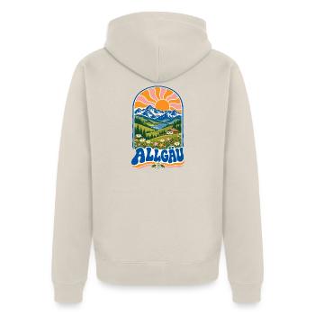 Allgäu Retro Alpine Nature - Unisex Premium Bio Zip Hoodie - Beige - Hinten - Thijin (182cm)