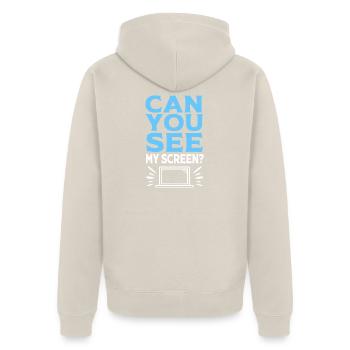 Remote Homeoffice - Unisex Premium Bio Zip Hoodie - Beige - Hinten - Thijin (182cm)