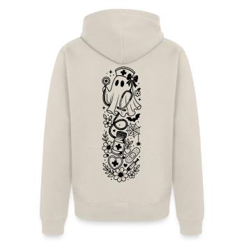 Krankenschwester Geist - Unisex Premium Bio Zip Hoodie - Beige - Hinten - Thijin (182cm)