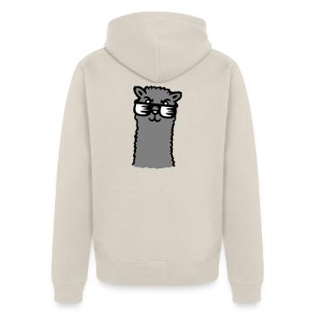 Lama Cool Sonnenbrille Alpaka Selbstgefällig Kerl - Unisex Premium Bio Zip Hoodie - Beige - Hinten - Thijin (182cm)