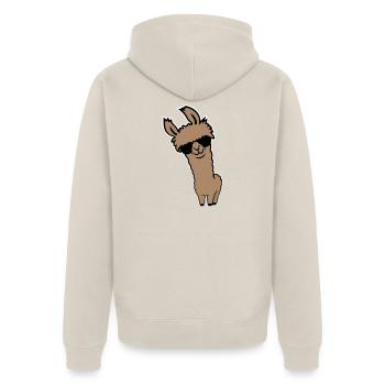 Lunettes de soleil Cool Lama Alpaga Souriant Drôle - Veste à capuche bio Premium Unisexe - beige - Dos - Thijin (182cm)