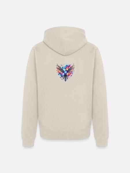 Kosmischer geometrischer Phönix - Unisex Premium Bio Zip Hoodie - Beige