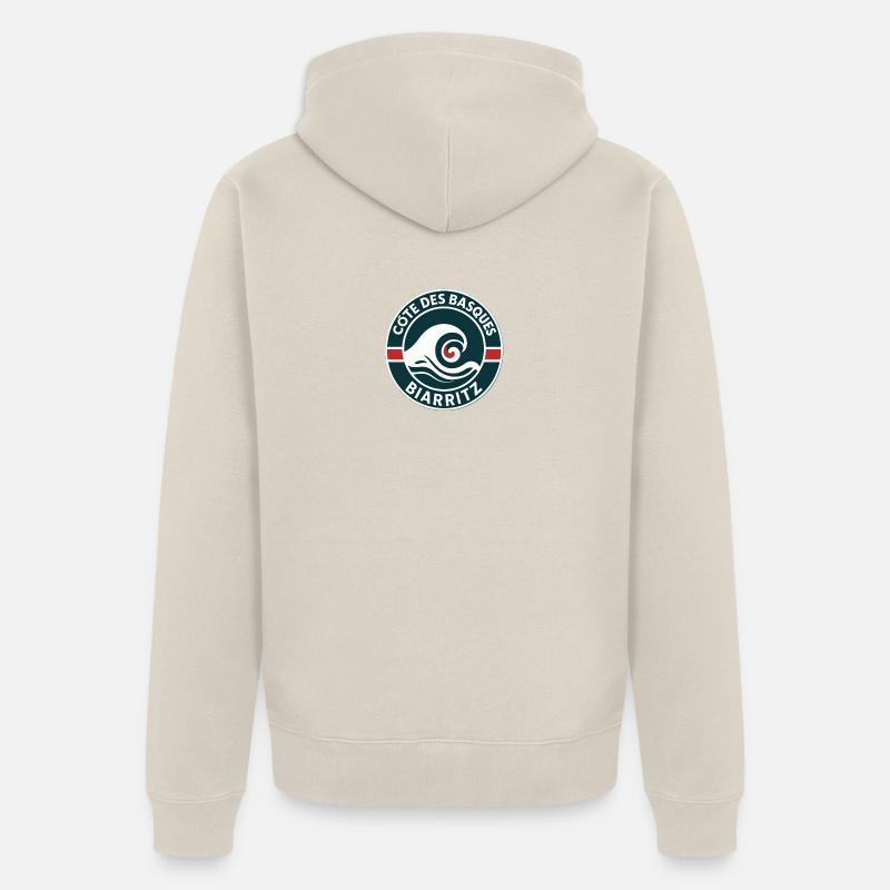 Surf in Biarritz Côtes des Basques - Veste à capuche bio Premium Unisexe - beige