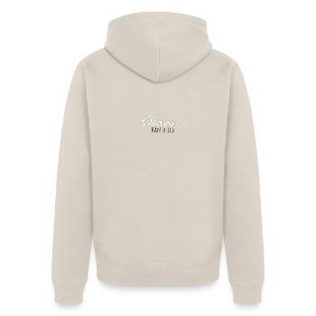 Chaos kann ich Shirt – Lustiger Spruch Design - Unisex Premium Bio Zip Hoodie - Beige - Hinten - Thijin (182cm)