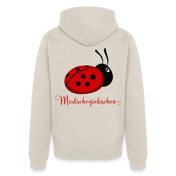 Modschegiebchen Marienkäfer Sächsisch Geschenkidee - Unisex Premium Bio Zip Hoodie - Beige - Hinten - Thijin (182cm)
