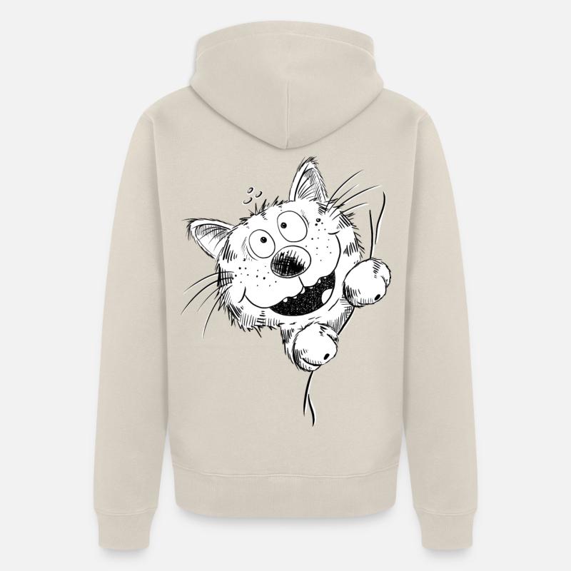 Drôle de chat rit - Veste à capuche bio Premium Unisexe - beige