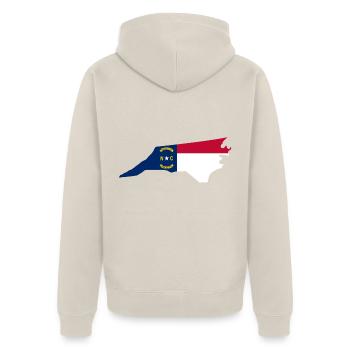 North Carolina USA State North Carolina Flagge Karte - Unisex Premium Bio Zip Hoodie - Beige - Hinten - Thijin (182cm)