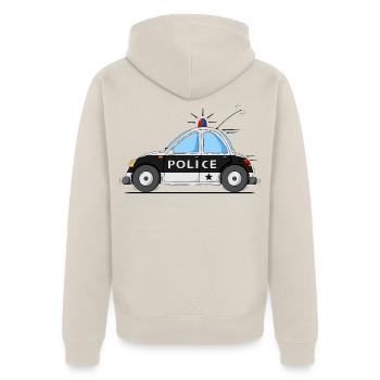 Polizeiauto Police Schwarz - Unisex Premium Bio Zip Hoodie - Beige - Hinten - Thijin (182cm)