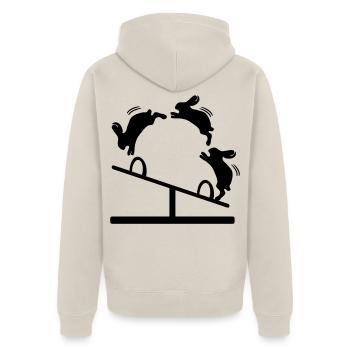 OSTERHASEN SCHAUKEL - Unisex Premium Bio Zip Hoodie - Beige - Hinten - Thijin (182cm)