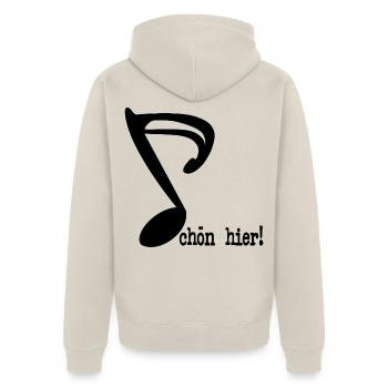 SCHÖN HIER SPRÜCHE MUSIKNOTE - Unisex Premium Bio Zip Hoodie - Beige - Hinten - Thijin (182cm)