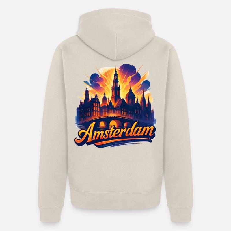 Amsterdam Capitale Pays-Bas Pays-Bas Cadeau - Veste à capuche bio Premium Unisexe - beige