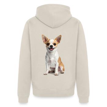 Cute Chihuahua – Small, cheeky & full of heart! - Unisex Premium Organic Zip Hoodie - beige - Back - Thijin (182cm)
