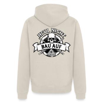 Heul nicht bau auf - Eight Ball - Billard Spieler - Unisex Premium Bio Zip Hoodie - Beige - Hinten - Thijin (182cm)
