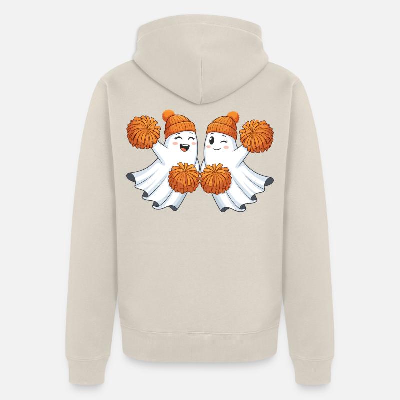 Fantômes mignons avec des pompons - Veste à capuche bio Premium Unisexe - beige