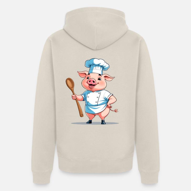 Chef cuisinier cochon - Veste à capuche bio Premium Unisexe - beige