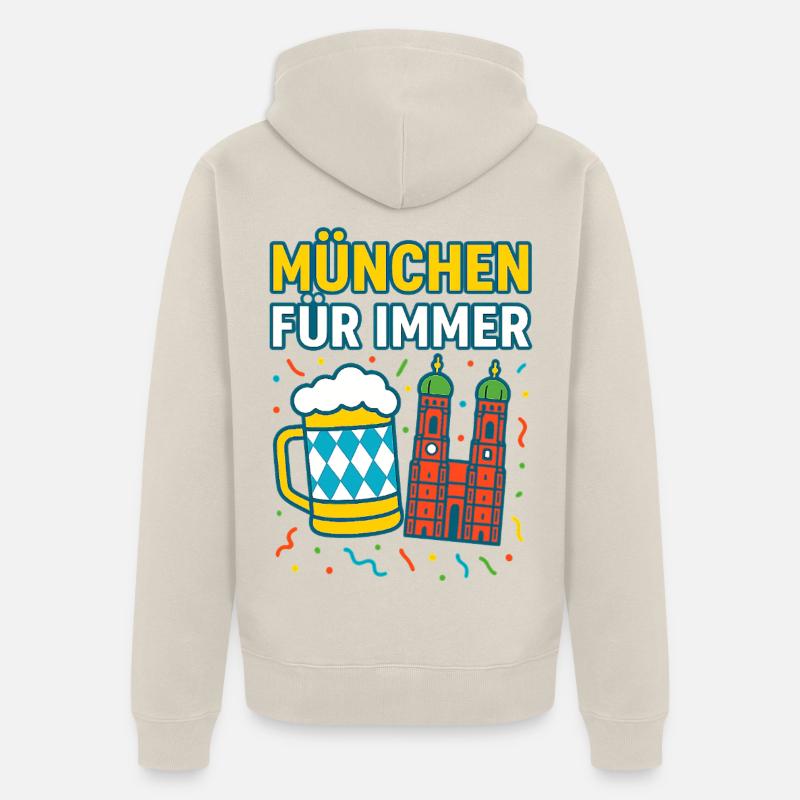 Munich Forever Beer et Skyline - Veste à capuche bio Premium Unisexe - beige