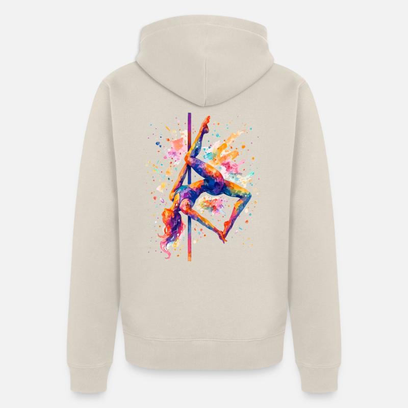 Pole Dance Pole Dancer Aquarelle Cadeau coloré - Veste à capuche bio Premium Unisexe - beige