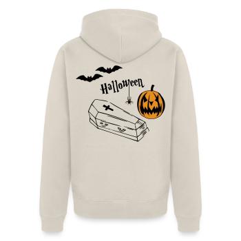 Halloween Kürbis Silhouette - Unisex Premium Bio Zip Hoodie - Beige - Hinten - Thijin (182cm)