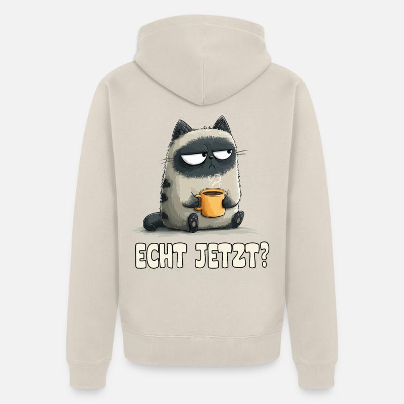 Grummelkatze mit Kaffee - Veste à capuche bio Premium Unisexe - beige