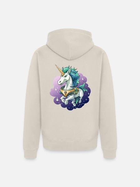 Kosmischer Einhorn im Sternenmeer - Unisex Premium Bio Zip Hoodie - Beige