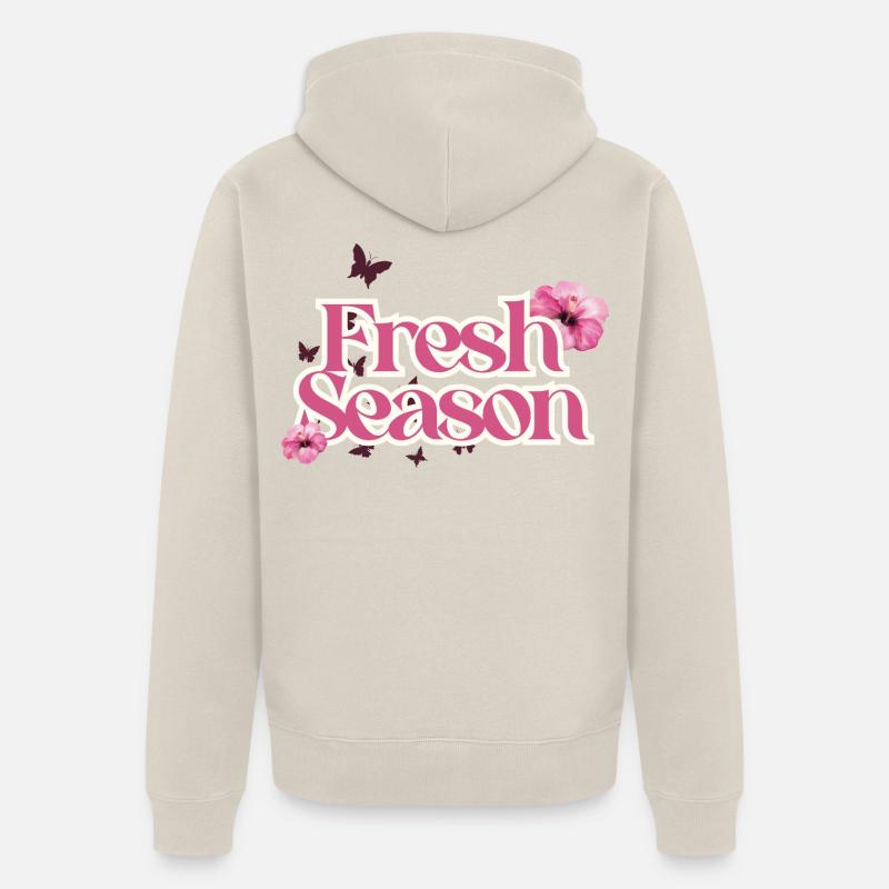 Fraîche Saison Floral Script - Veste à capuche bio Premium Unisexe - beige