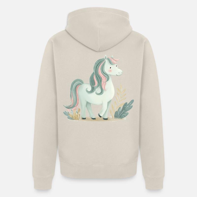 Cheval Poney Mignon - Veste à capuche bio Premium Unisexe - beige