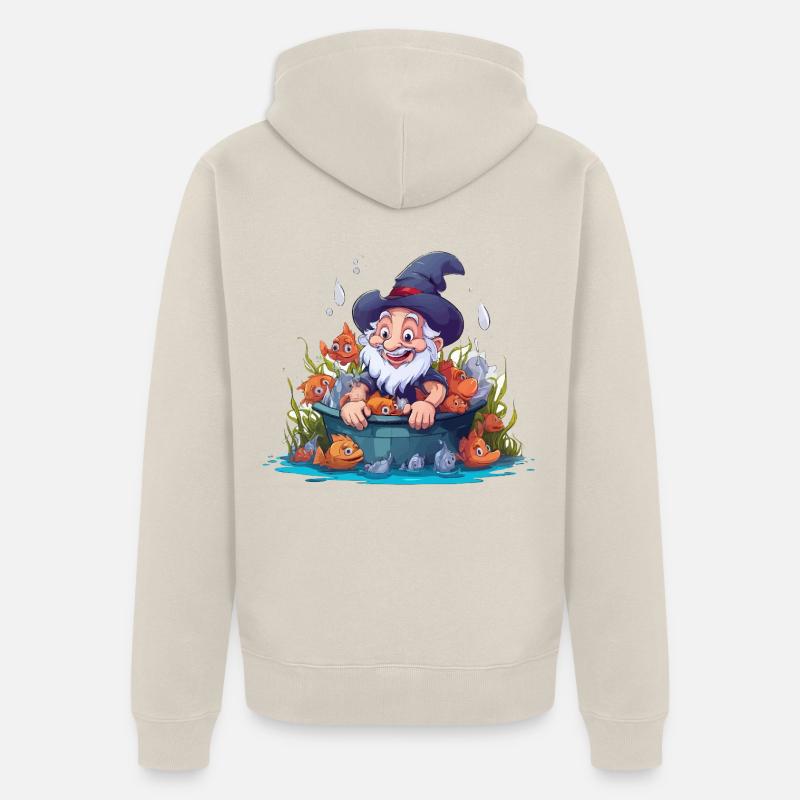 Magicien dans l’aquarium - Veste à capuche bio Premium Unisexe - beige