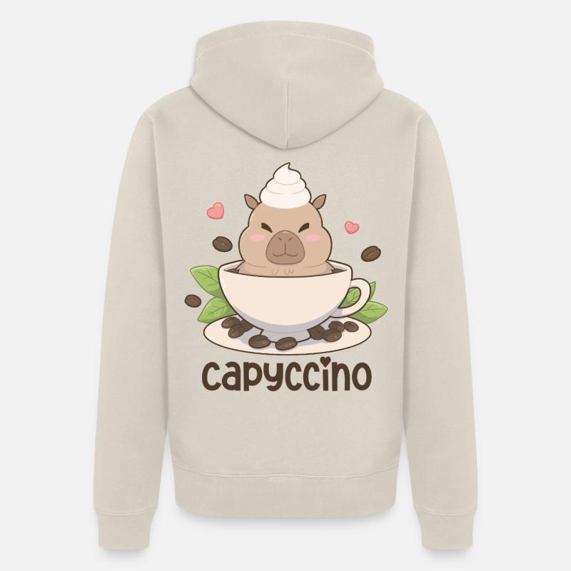 Motif du café capycconcine capybara - Veste à capuche bio Premium Unisexe - beige
