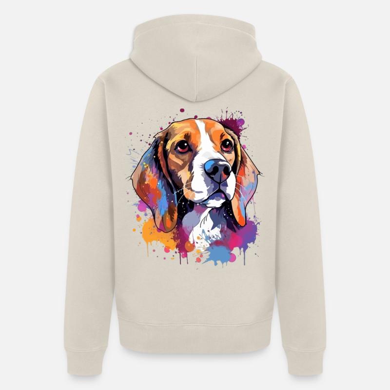 Portrait éclaboussant de Beagle - Veste à capuche bio Premium Unisexe - beige