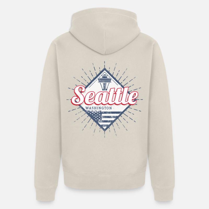 Seattle dans l’État de Washington Souvenir - Veste à capuche bio Premium Unisexe - beige