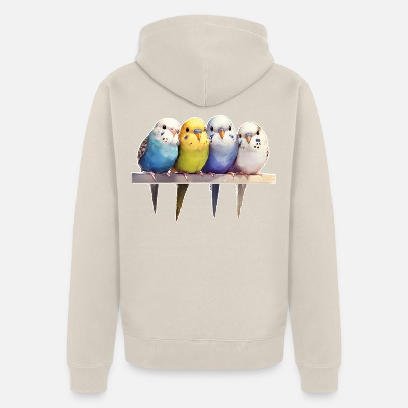 Groupe de perruches ondulées - Veste à capuche bio Premium Unisexe - beige