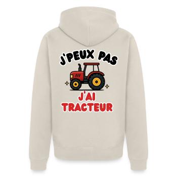 J'peux pas j'ai tracteur - Veste à capuche bio Premium Unisexe - beige - Dos - Thijin (182cm)