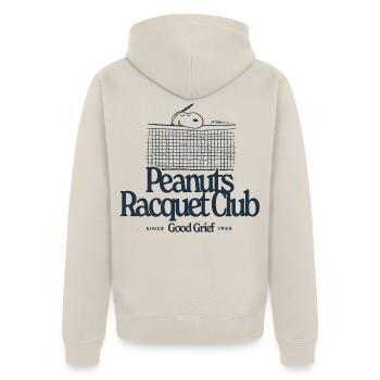 Peanuts Racquet Club Mtit Snoopy Dunkel - Unisex Premium Bio Zip Hoodie - Beige - Hinten - Thijin (182cm)