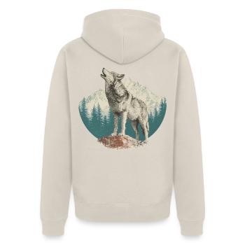 Loup - Veste à capuche bio Premium Unisexe - beige - Dos - Thijin (182cm)